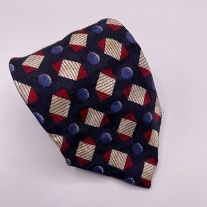 Geoffrey Beene Men's Tie with Red, Blue, and Black Geometric Design